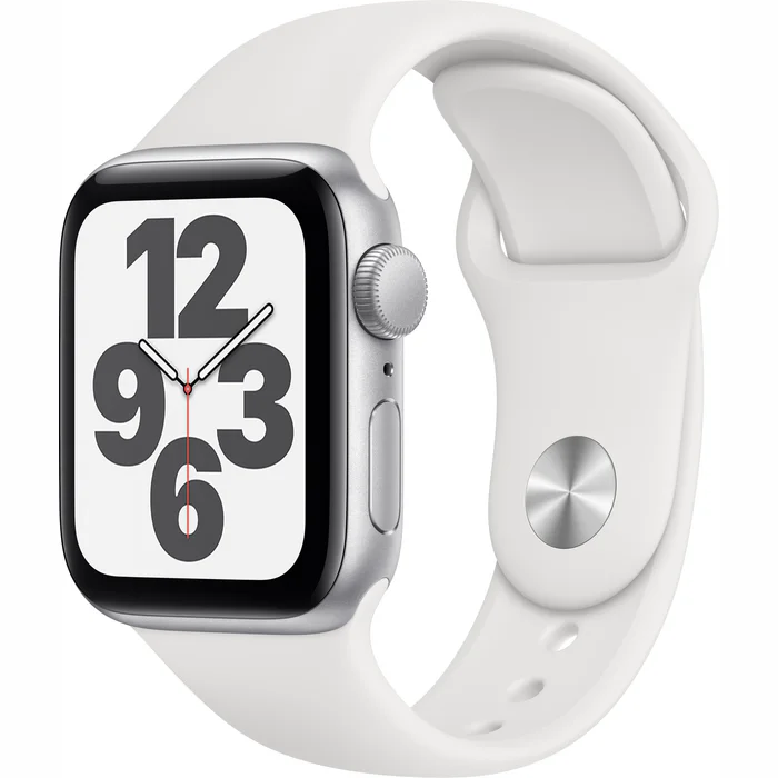 Viedpulkstenis Apple Watch SE GPS 44mm Silver Aluminium Case with White Sport Band [Mazlietots]